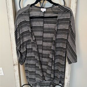 Lularoe‎ Striped Black and Gray Women's Cardigan Size Large